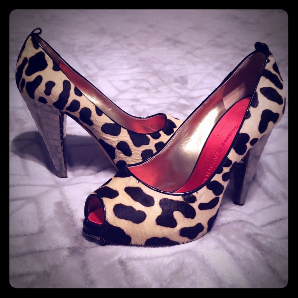 Giuseppe zanotti design leopard fur heels